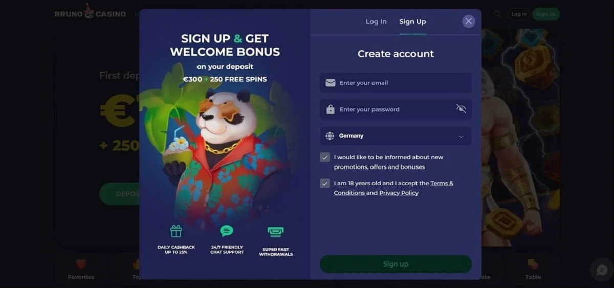 Bruno casino sign up